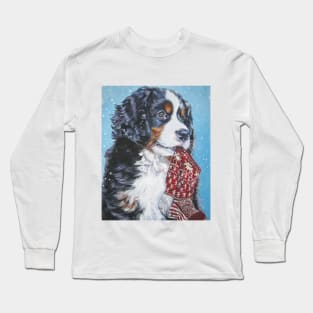 Bernese Mountain Dog Christmas Fine Art Painting Long Sleeve T-Shirt